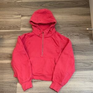 Pink Hooded cropped scuba Sweatshirt